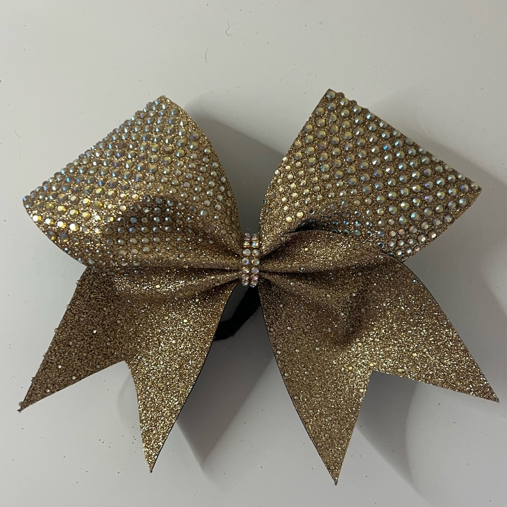 Gold Rhinestone Competition Cheer Bow
